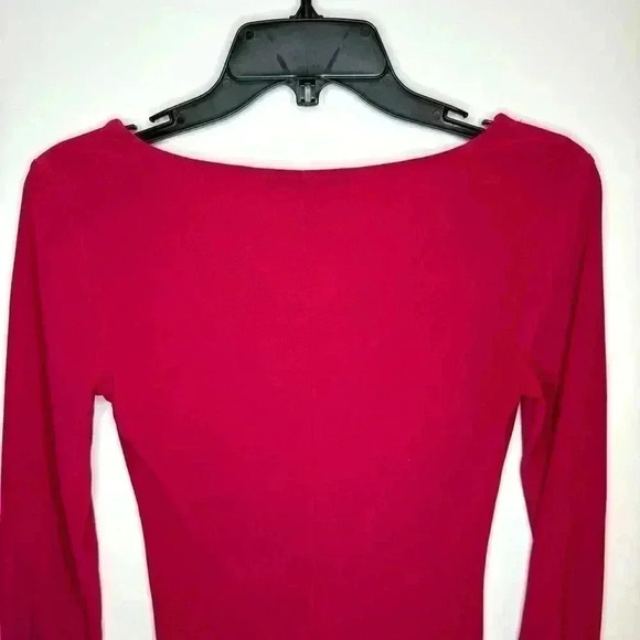 Narciso Rodriguez Womens DesigNation Ruched Front V-Neck Knit Top Pink Size XS - Picture 7 of 7